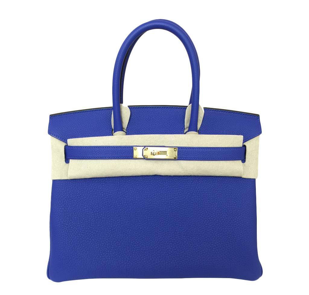 Hermes Birkin 30 Blue Electrique Togo Leather Gold Hardware