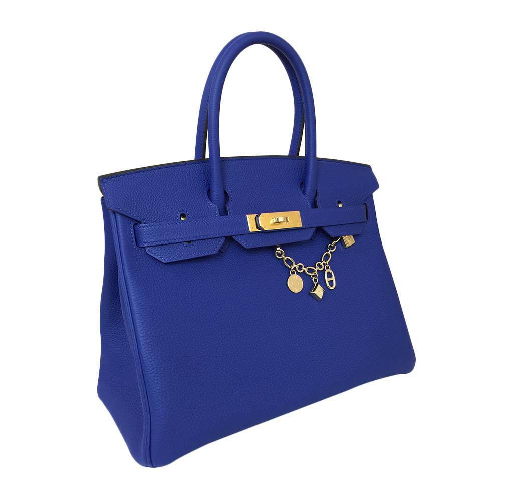 Hermes Birkin 30 Blue Electrique Togo Leather Gold Hardware
