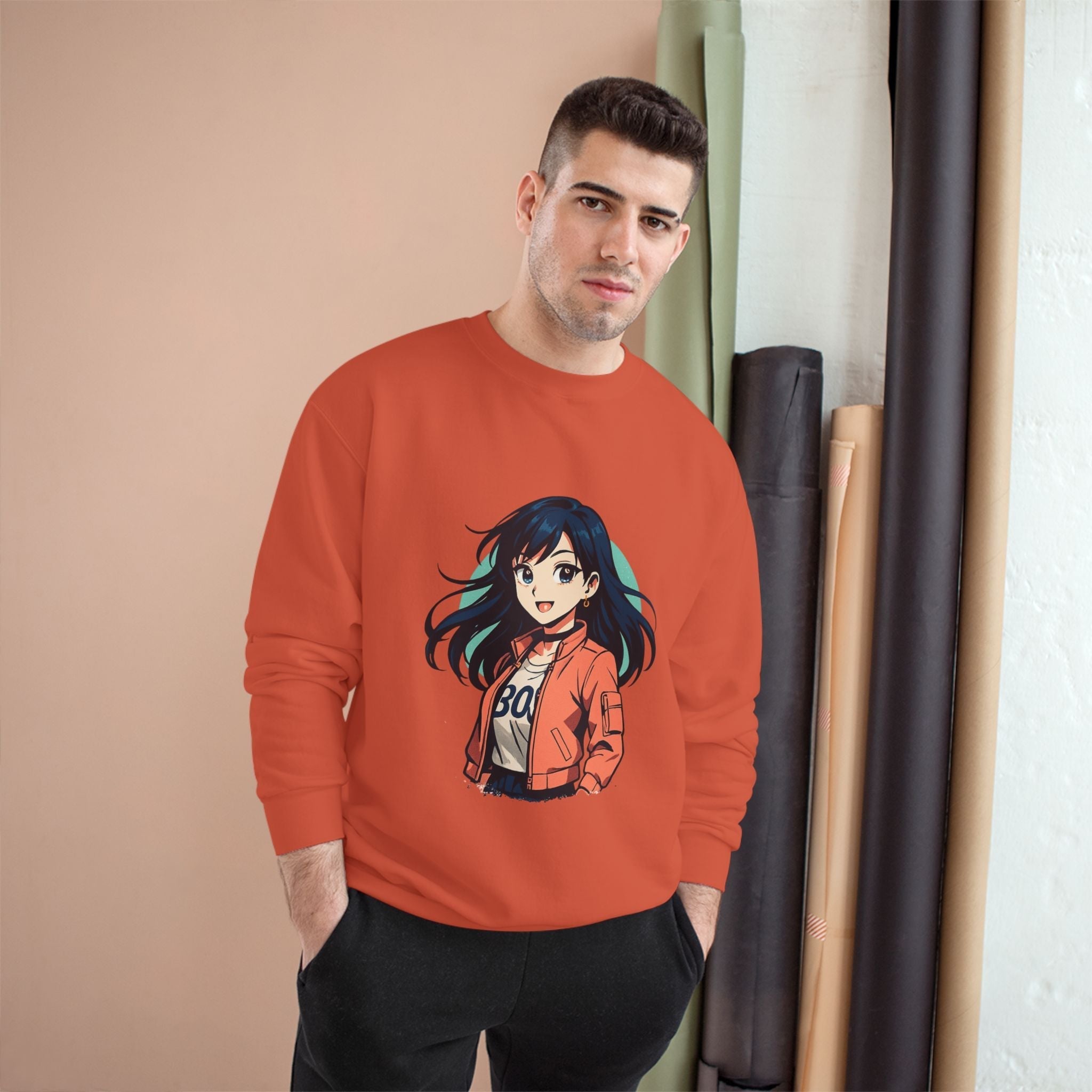 Anime Girl Graphic Sweatshirt — Cute Jacket Illustration Crewneck