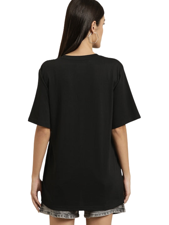 Back view of Black Eye oversized printed tee