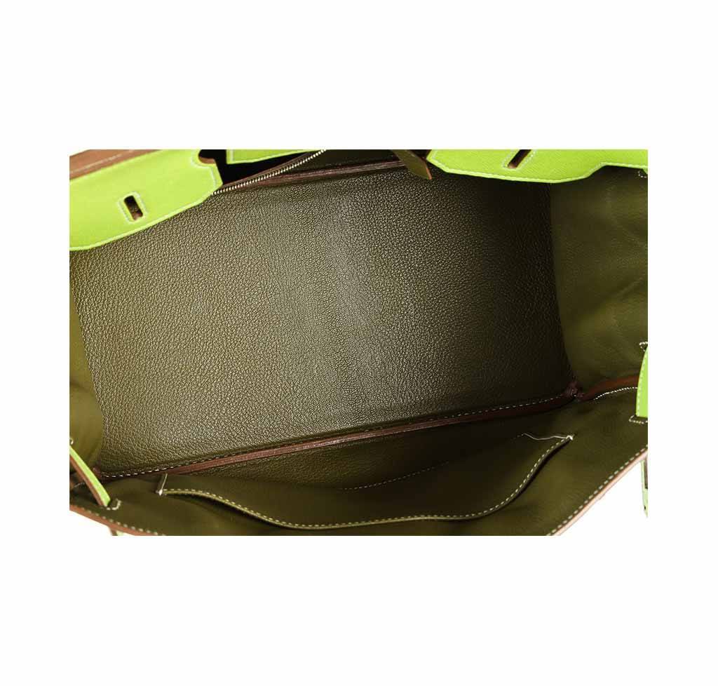 Hermes Birkin 35 Kiwi Lichen Candy Collection Epsom Leather Palladium Hardware