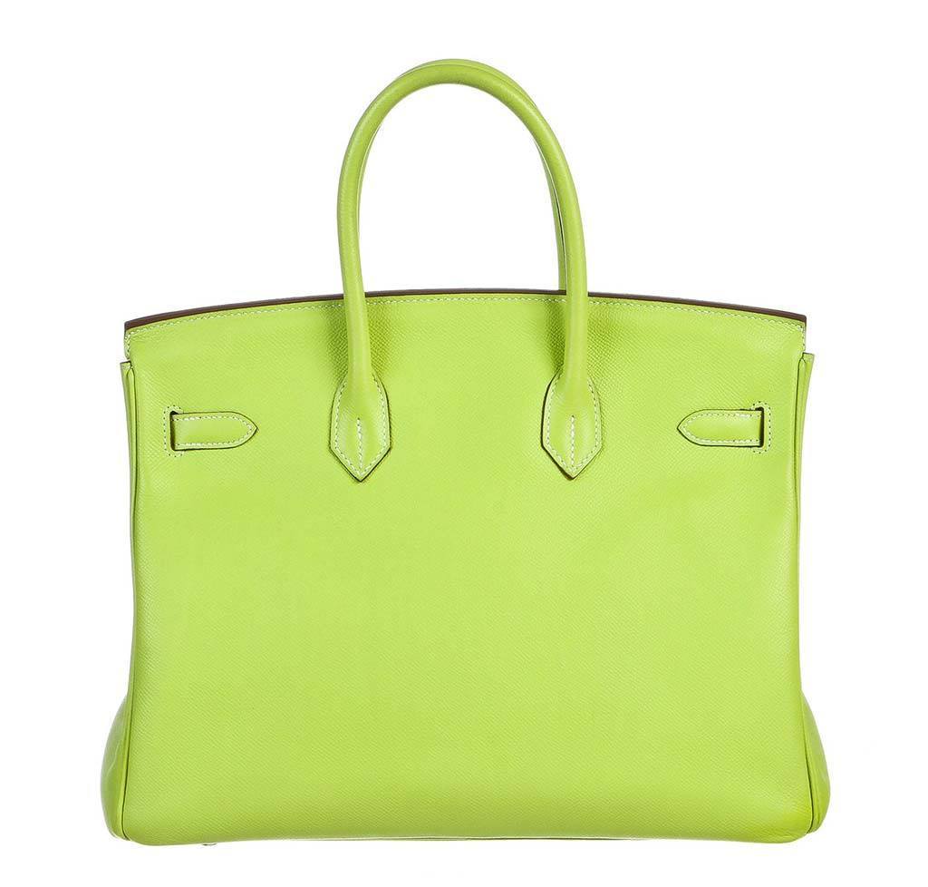 Hermes Birkin 35 Kiwi Lichen Candy Collection Epsom Leather Palladium Hardware