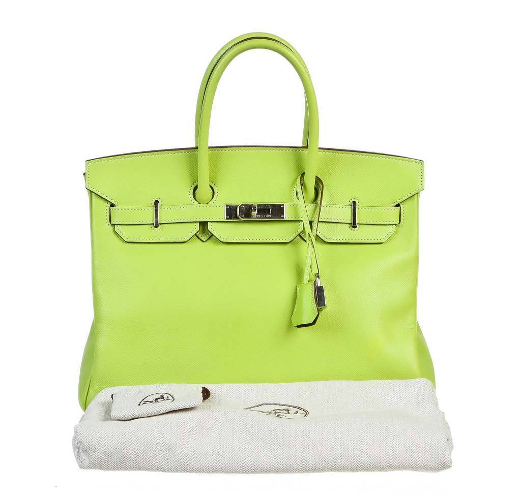 Hermes Birkin 35 Kiwi Lichen Candy Collection Epsom Leather Palladium Hardware