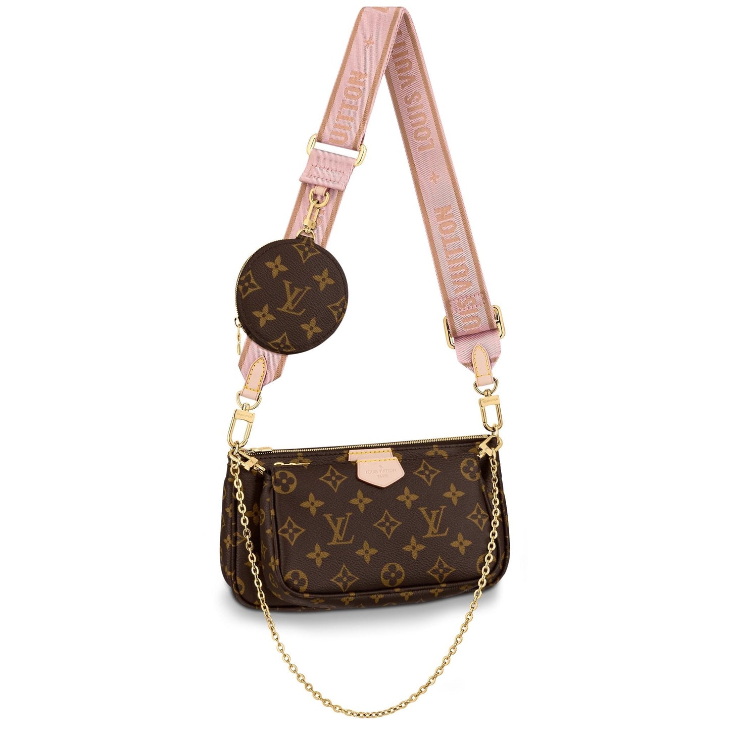 Front view of the Louis Vuitton Multi Pochette Accessoires in Monogram canvas