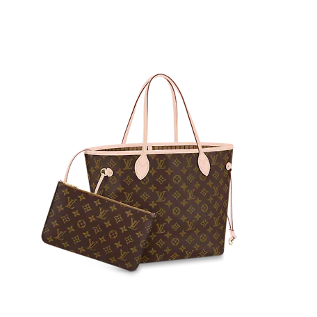 Front view of the Louis Vuitton Neverfull MM in Monogram canvas