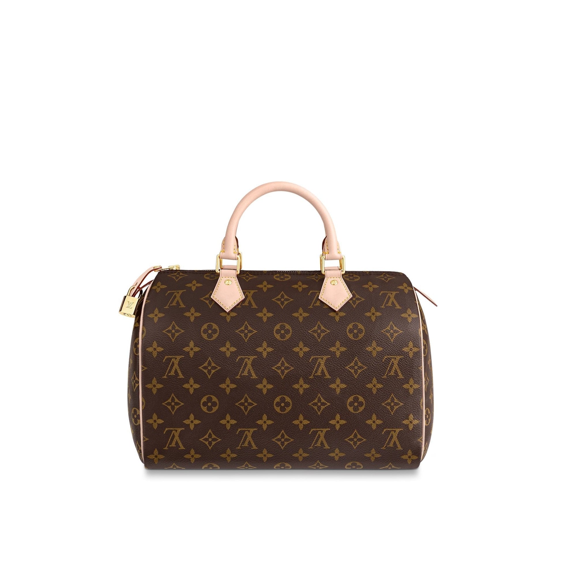 Front view of the Louis Vuitton Speedy 30 in Monogram canvas