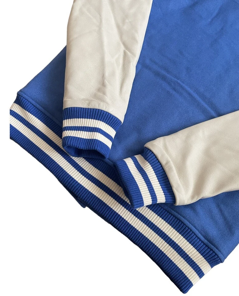 sleeve angle of Trapstar leather denim puffer jacket

