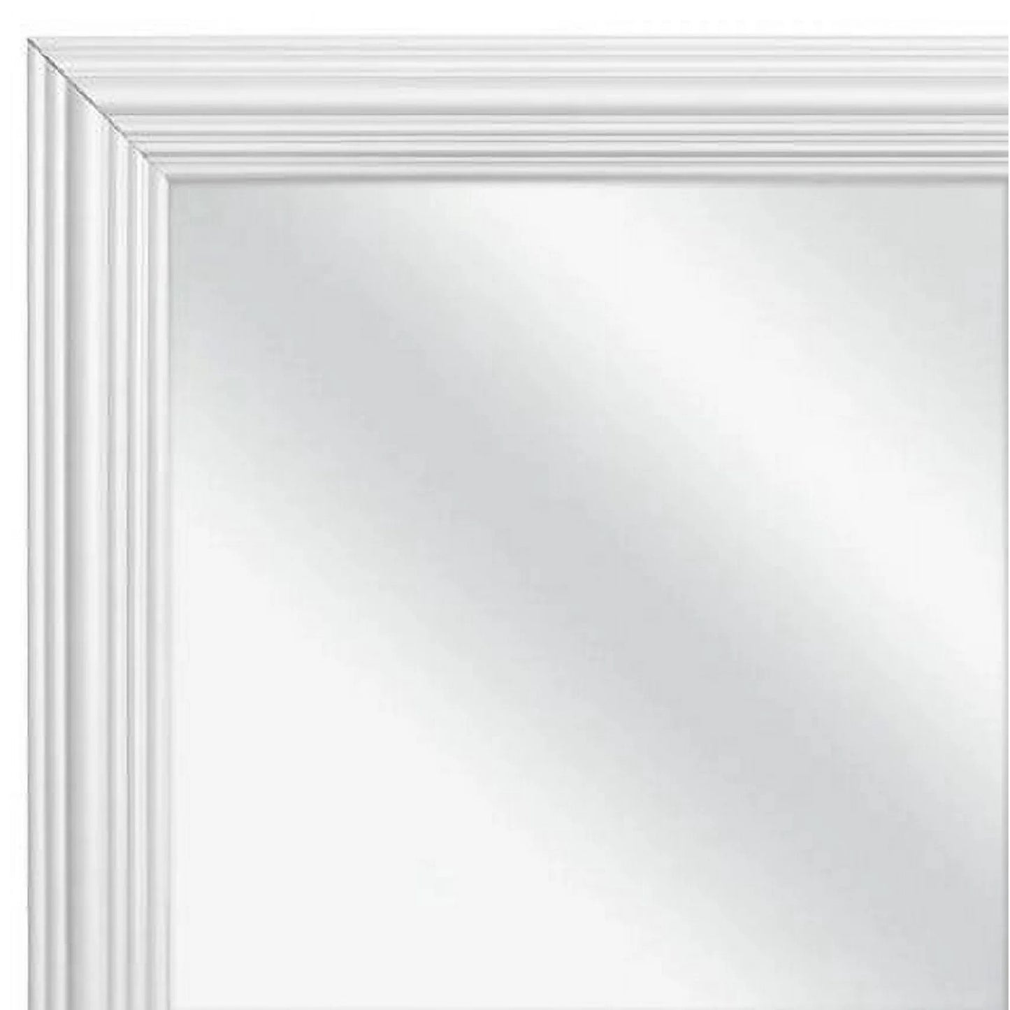 Rectangular mirror with a white frame on a white background