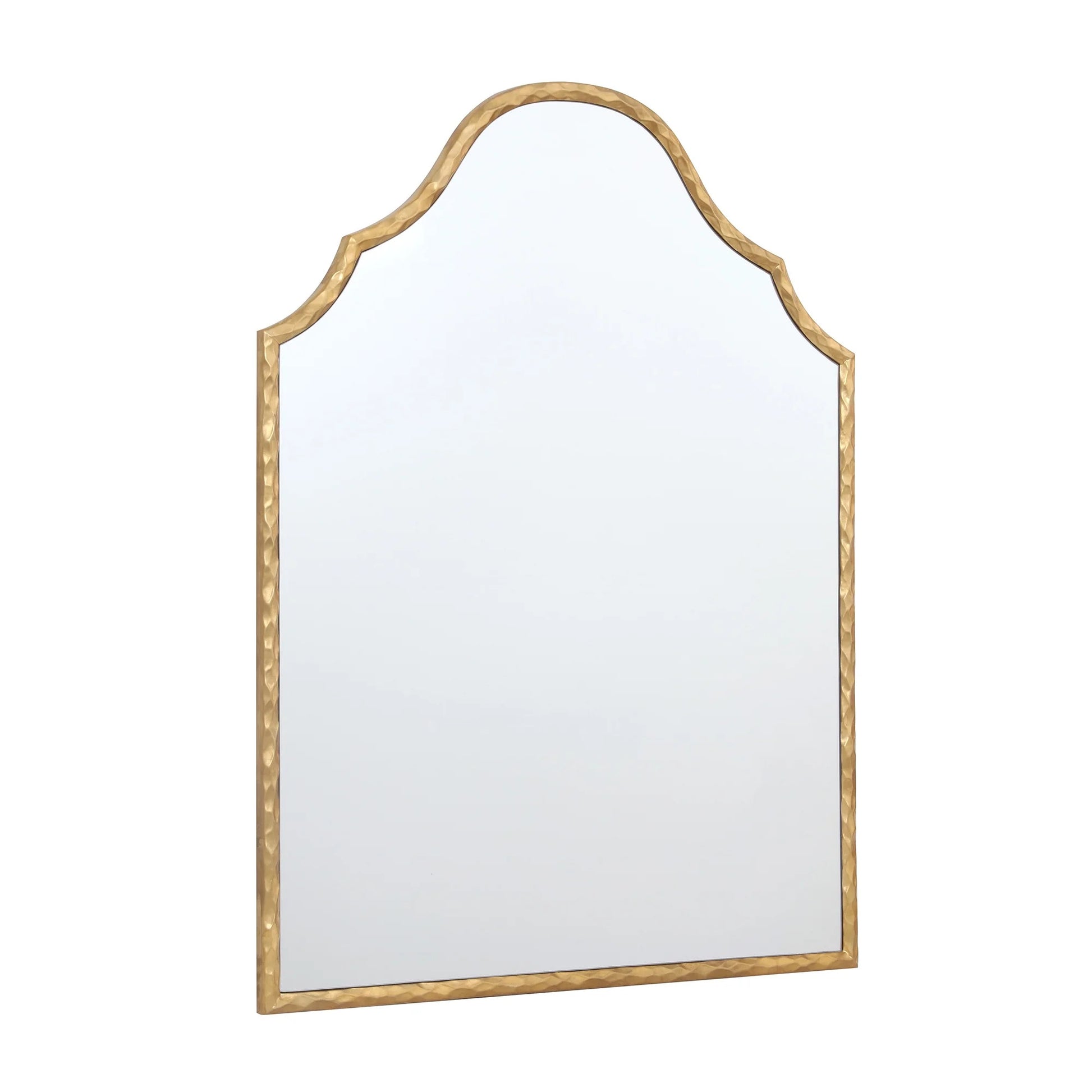 Rectangular mirror with a gold frame on a white background