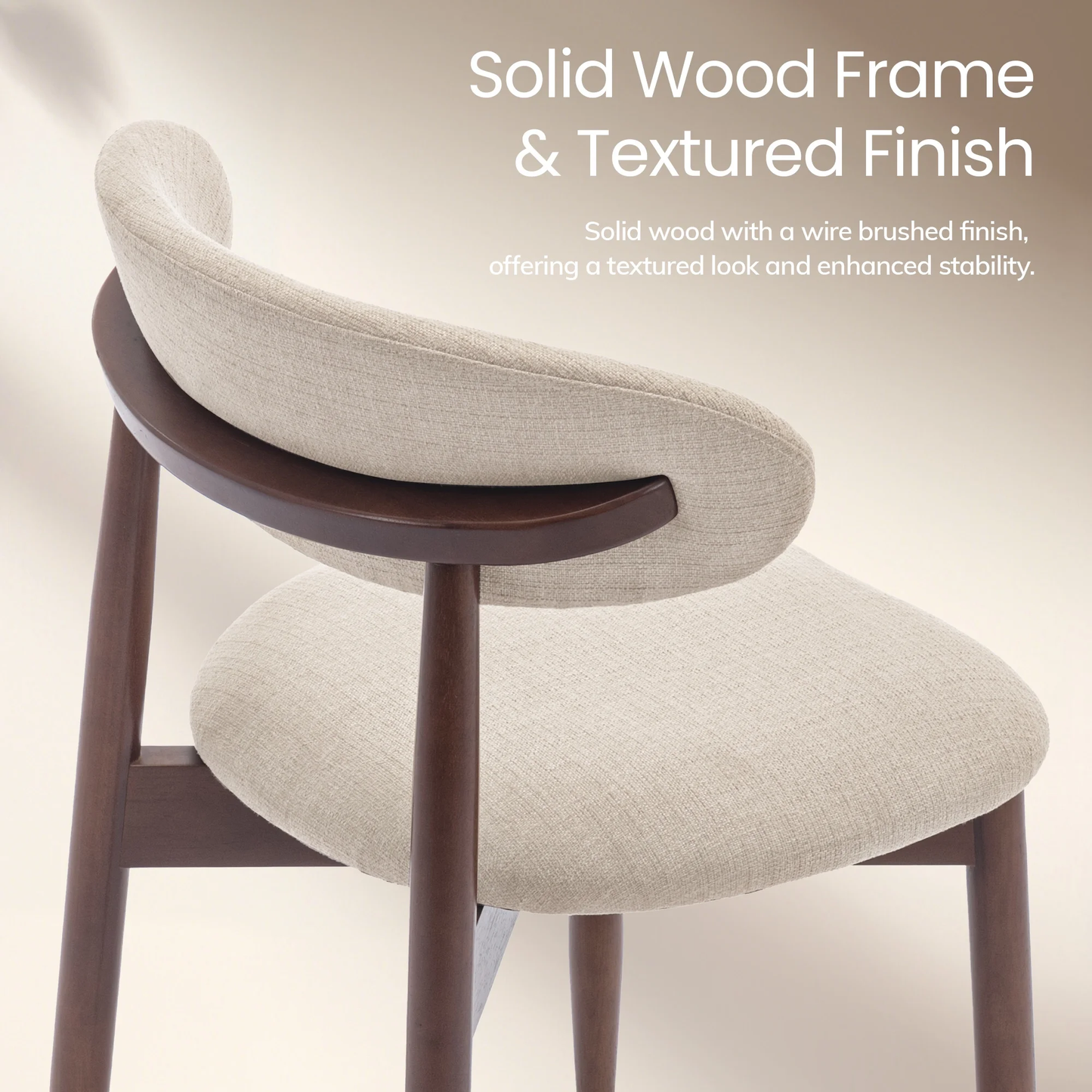Chair with textured finish and solid wood frame on a neutral background
